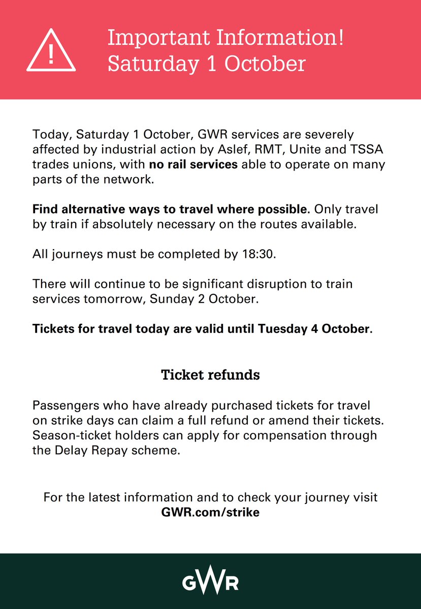 GWR On Twitter Travel Update Saturday 1 October Today GWR gwr-on-twitter-travel-update-saturday-1-october-today-gwr