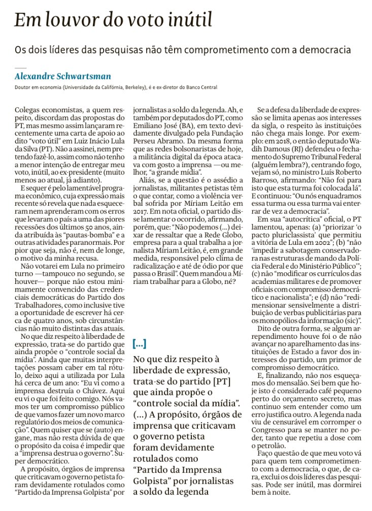 AlexSchwartsman's tweet photo. A versão impressa. https://t.co/KuyAefJy3L