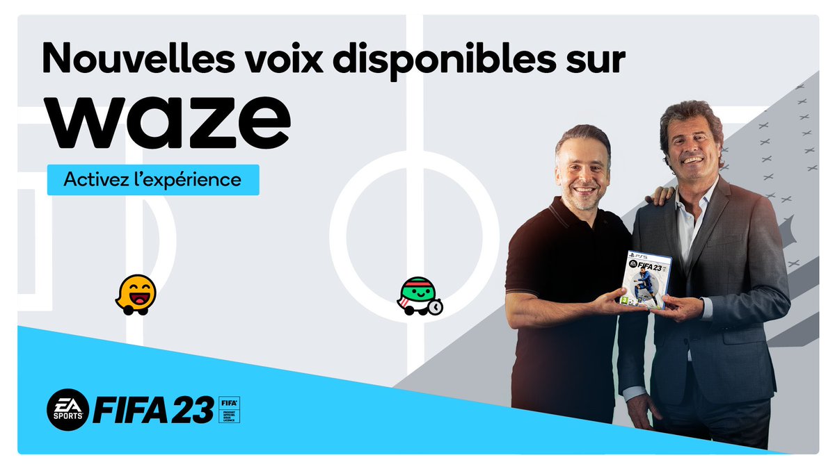 OFFICIEL !

Pour célébrer la sortie de #FIFA23, les voix de Benjamin Da Silva et Omar Da Fonseca seront présentes sur Waze ! 🥳🚗