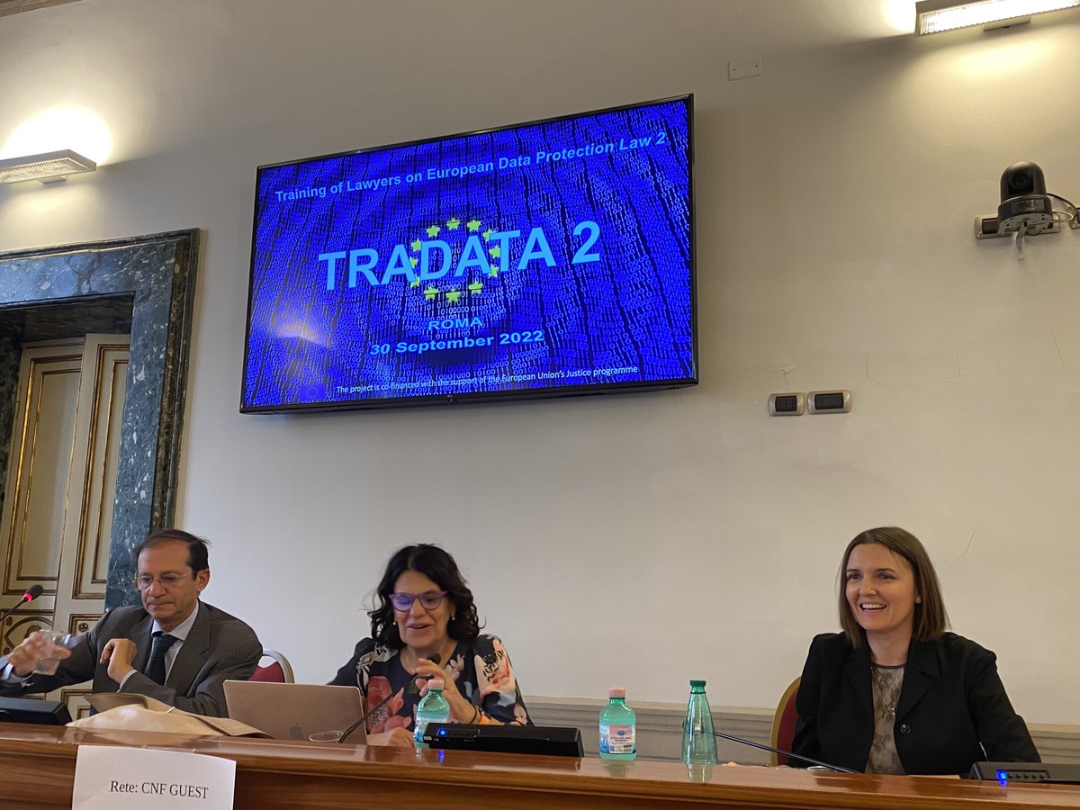 EULawyersFound's tweet photo. In the morning session of #TRADATA2 Rome, our speakers have made an introduction to the GDPR and spoken about the processing of personal data and are now dealing with the elements of the valid consent and the rights of the data subject https://t.co/AT7LgxJ10c