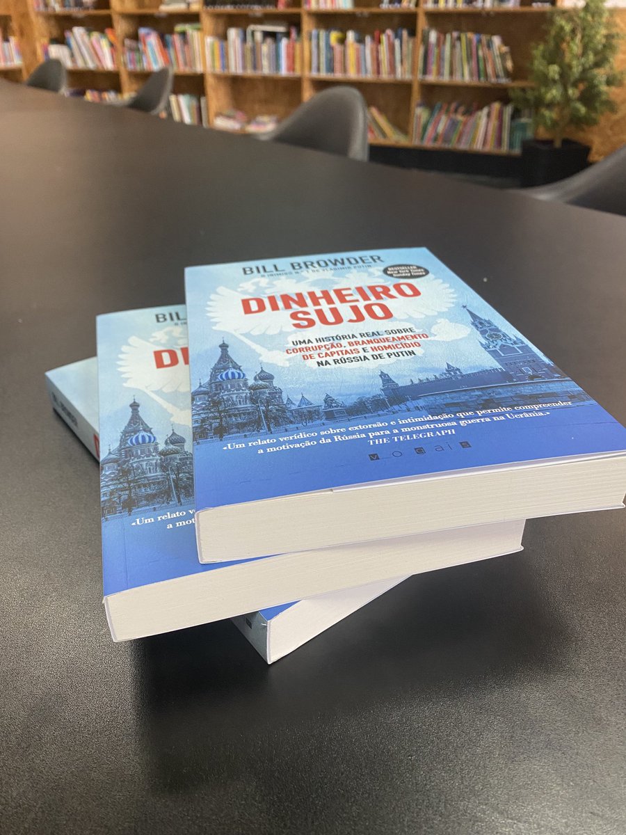 Billbrowder's tweet photo. Excellent day in Lisbon to launch the Portuguese version of my book Freezing Order (the Portuguese translation of the title is Dirty Money). It’s far away from Russia here, but they’re starting to understand how dangerous and corrupt Putin is. https://t.co/PW0V1B7jEO