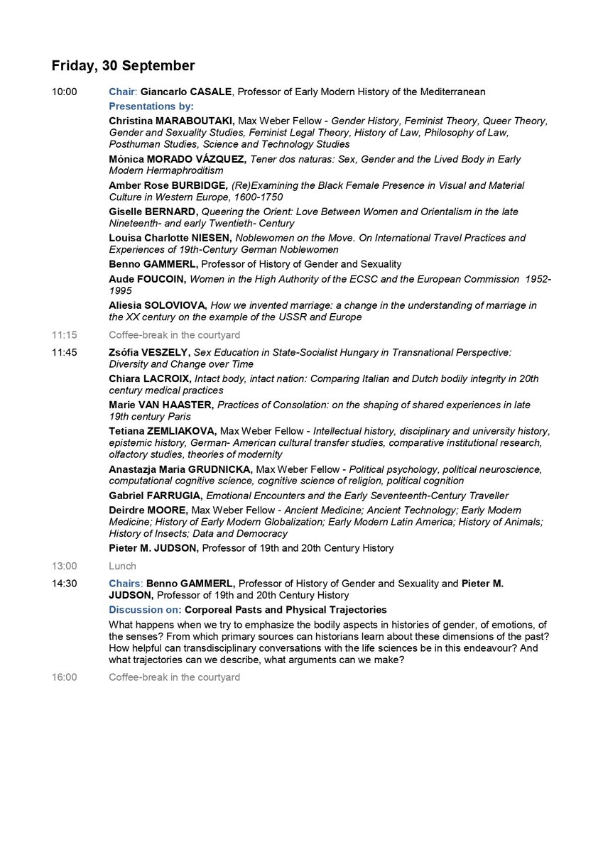 Great to hear newcomers &amp; faculty talk on their projects this week <a href="/EUI_History/">History at EUI</a>, incl <a href="/laurenkassell/">Lauren Kassell</a>, <a href="/ElvanderJonas/">Jonas Elvander</a>, <a href="/manumourlon/">Emmanuel Mourlon-Druol @manumourlon.bsky.social</a>, <a href="/GuilhotNicolas/">Nicolas Guilhot</a>, <a href="/ERC_Rethinking/">@RethinkingDisability /MonikaBaar</a>, <a href="/GLancereau/">Guillaume Lancereau</a>, <a href="/BannermanRory/">Rory Bannerman</a>, <a href="/RukminiChakrab3/">Rukmini Chakraborty</a>, @salvalima2, <a href="/monicamvqz/">Mónica Morado Vázquez</a>, <a href="/AmberBurbidge/">Amber Burbidge</a>, <a href="/AGrudnicka/">Anastazja Grudnicka</a>, among others