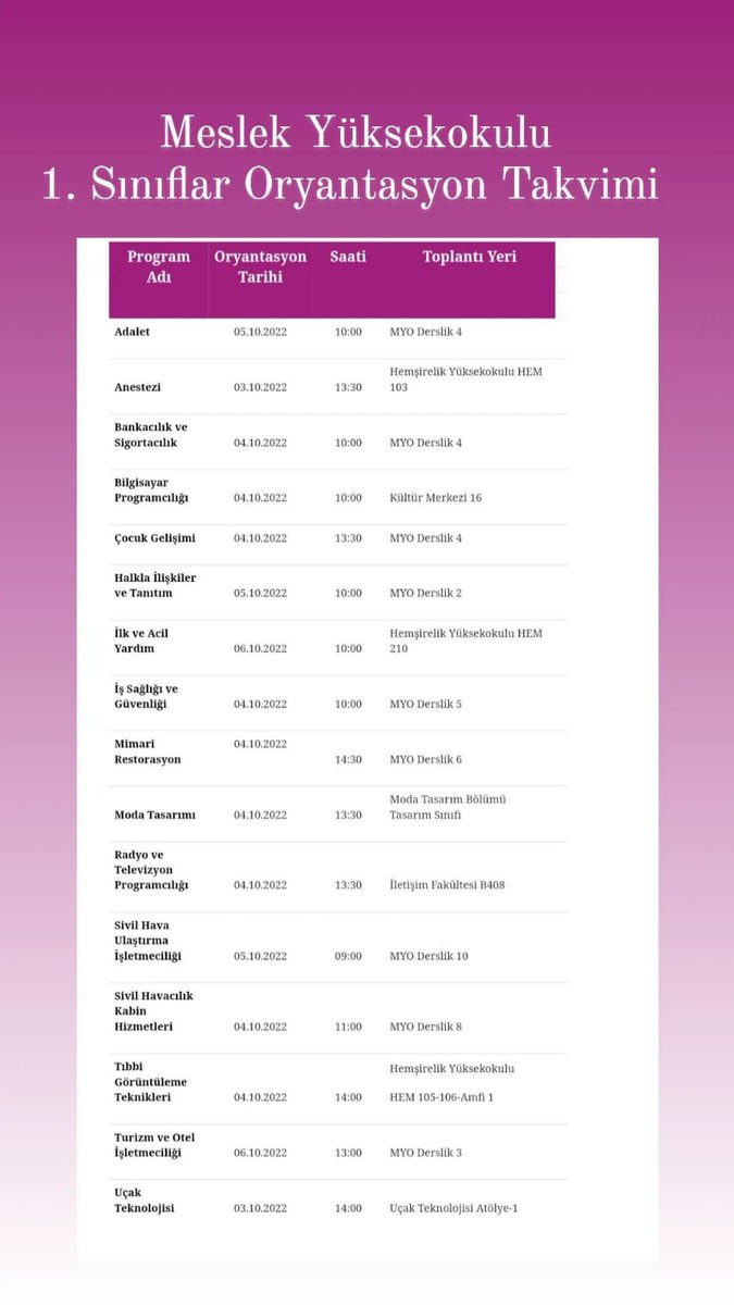 MYO Oryantasyon Takvimi 📥