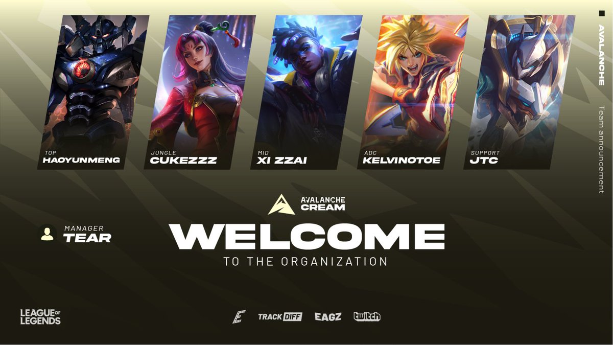 We would like to officially welcome the <a href="/AvalancheCream/">Avalanche Tear</a> roster into Avalanche! 👏📈🥳

<a href="/tear_OCE/">tèar</a>