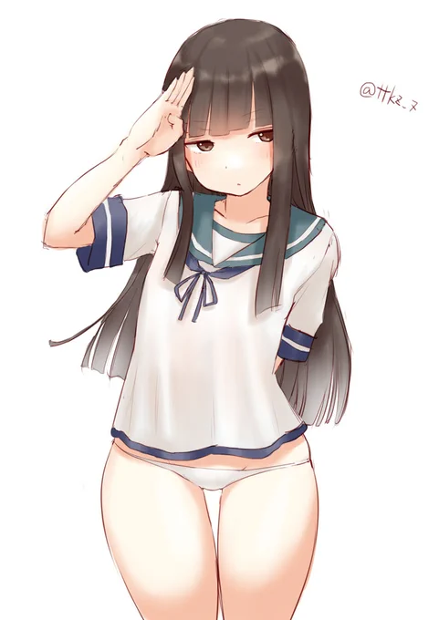 これはスカートを履き忘れているけど、完全に間に合っている初雪さん。#艦これ版深夜の真剣お絵描き60分一本勝負#艦これ版真剣お絵描き60分一本勝負_20220929 