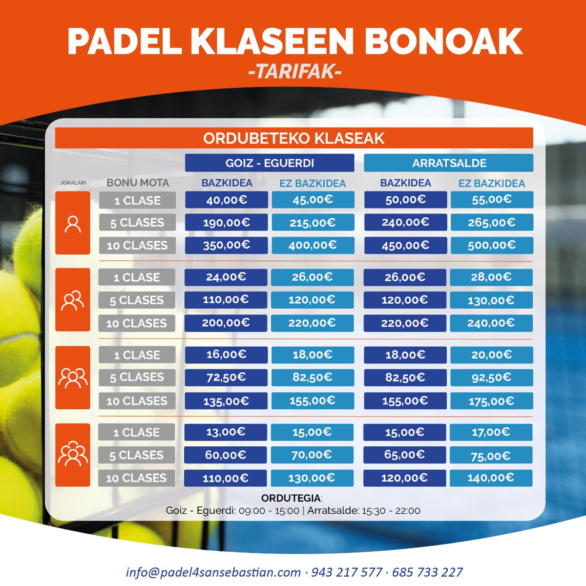 Padel4SS's tweet photo. 💥 𝗕𝗢𝗡𝗨-𝗦𝗜𝗦𝗧𝗘𝗠𝗔𝗥𝗘𝗞𝗜𝗡 klaseak jasotzeko aukera ere baduzu.💥
Banaka zein 2, 3 eta 4ko taldeetan egin daitekeena.

💥 También tienes la opción de recibir clases con el 𝗦𝗜𝗦𝗧𝗘𝗠𝗔 𝗗𝗘 𝗕𝗢𝗡𝗢𝗦.💥
Tanto de forma individual, como en grupos de 2, 3 y 4. https://t.co/Y5WFkkqmoc