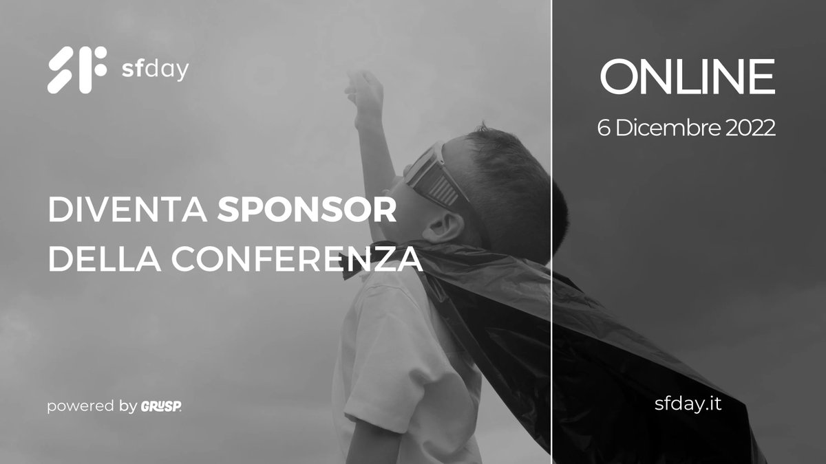 Vuoi scoprire tutte le opportunità per i nostri sponsor?

Ecco tutti i dettagli: buff.ly/3B25vWF

Ci vediamo📍 Online il 📅 06.12.22 
🎫 buff.ly/3L3ki84

<a href="/grusp/">GrUSP</a> #sfday #symfony #php