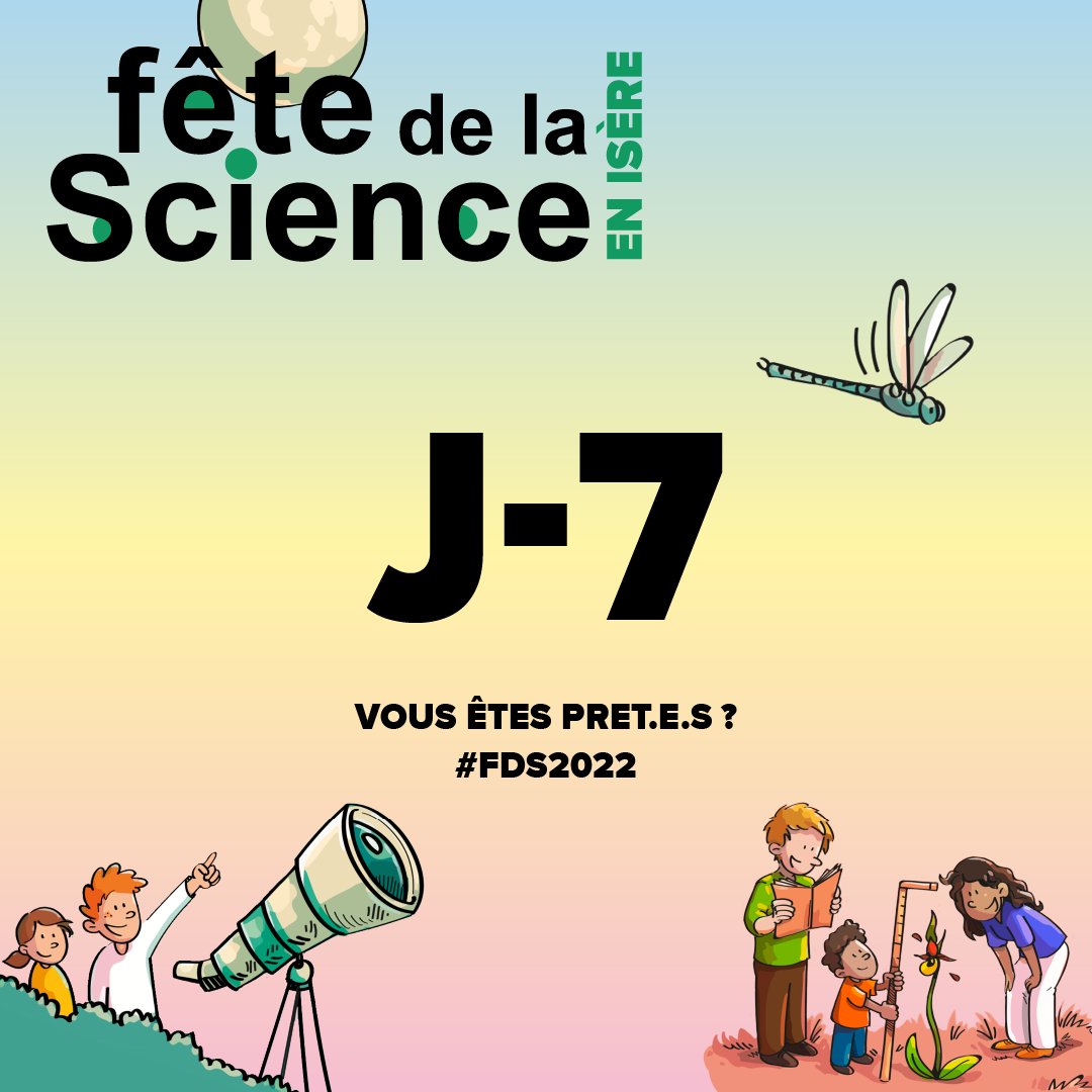 [COMPTE À REBOURS] - [J-7]

Dans 1 semaine, la Fête de la science débutera pour 10 jours de culture et de partage 👩‍🔬👨‍🚀
Vous êtes partants ?
Le programme juste ici 👉 lacasemate.fr/temps_forts/fe…

#FDS2022 #LaCasemate #sciences