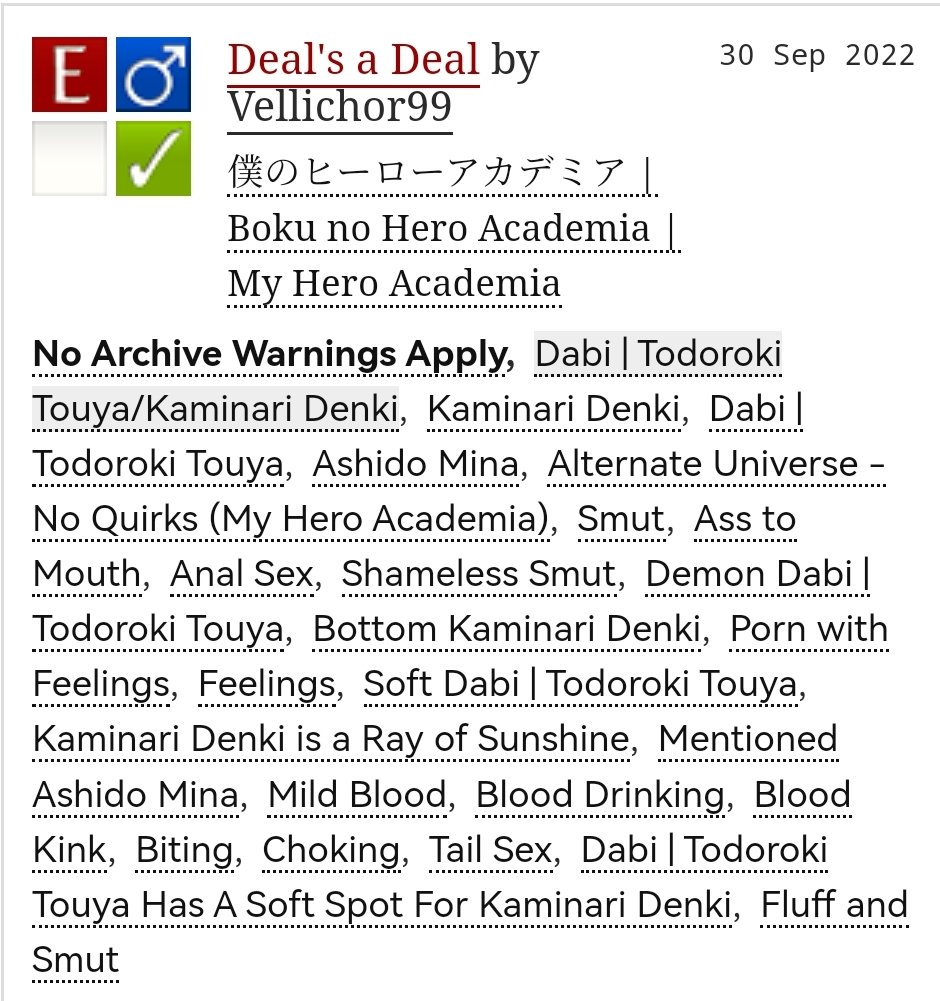 vellichor999's tweet photo. Aahhh, almost didn't make it in time! 😆 Triggers/Warnings in the images below 👀

@BNHAUnholy #BNHAUnholy #DabiKami #BaconBolt @DabiKami

https://t.co/CHyLwWuAFu https://t.co/leKhuKCn0I