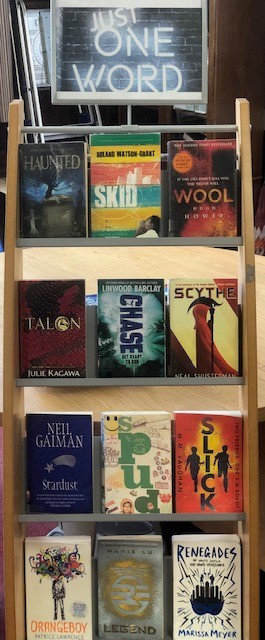 HABigSchoolLib1's tweet photo. This weeks display.
#justoneword #weekendreading https://t.co/ZwDXBhebC5