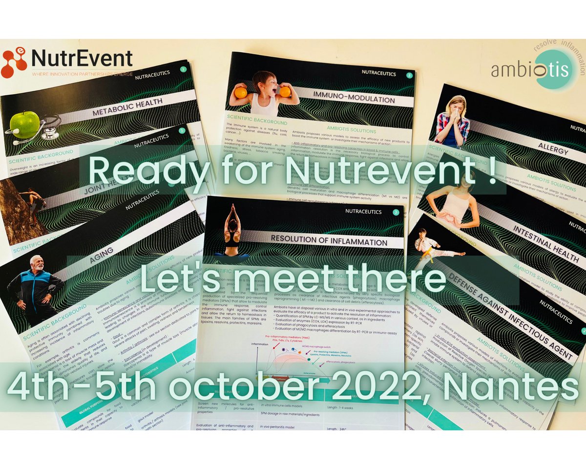 Are you ready for @NutrEvent ?!?
<a href="/LaureSaias/">Laure Saias</a>  will be glad to meet you there, on 4th-5th october in Nantes!

<a href="/Ambiotis_/">Ambiotis</a> 
#ambiotis #inflammationresolution #foodingredient #immunomodulation #health #nutrition