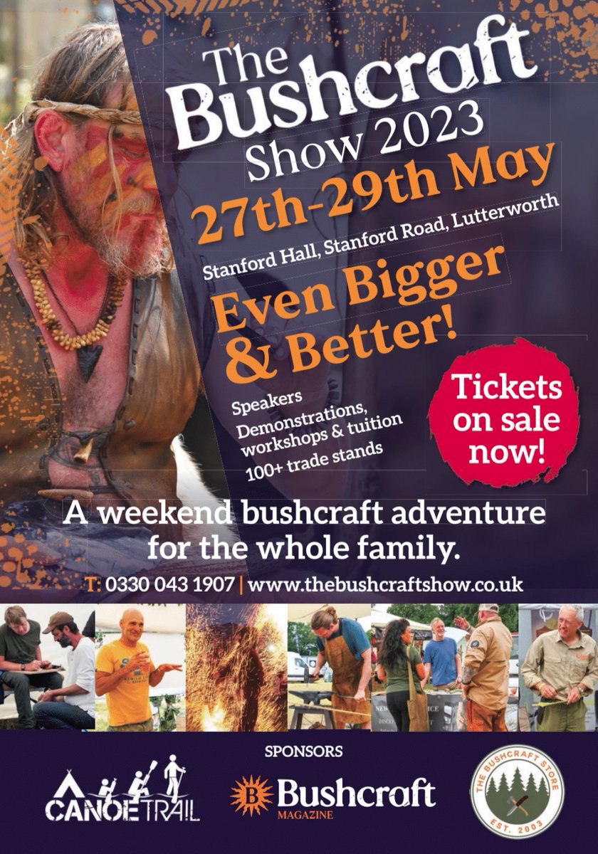 𝗧𝗵𝗲 𝗕𝘂𝘀𝗵𝗰𝗿𝗮𝗳𝘁 𝗦𝗵𝗼𝘄 𝟮𝟬𝟮𝟯 (𝟮𝟳𝘁𝗵 - 𝟮𝟵𝘁𝗵 𝗠𝗮𝘆)
bushcraftmagazine.com/tickets
For a limited time only the earlybird discount is now live. To take advantage of this amazing offer, simply input the 𝗰𝗼𝗱𝗲: 𝗘𝗮𝗿𝗹𝘆𝗕𝗶𝗿𝗱𝟮𝟱 at checkout. 𝐁𝐎𝐎𝐊 𝐍𝐎𝐖!