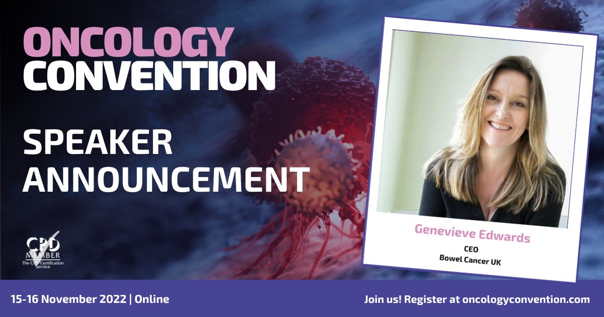 Oncology Convention (@oncologyexpo) on Twitter photo Genevieve Edwards, CEO of <a href="/bowelcanceruk/">Bowel Cancer UK</a>, the UK's leading charity supporting people affected by Bowel Cancer will be speaking at The Oncology Convention this November.
Register free today to find out moreš hubs.la/Q01ny8Mt0
#MICONC22 #BowelCancer #OnlineConference Genevieve Edwards, CEO of <a href="/bowelcanceruk/">Bowel Cancer UK</a>, the UK's leading charity supporting people affected by Bowel Cancer will be speaking at The Oncology Convention this November.
Register free today to find out moreš hubs.la/Q01ny8Mt0
#MICONC22 #BowelCancer #OnlineConference