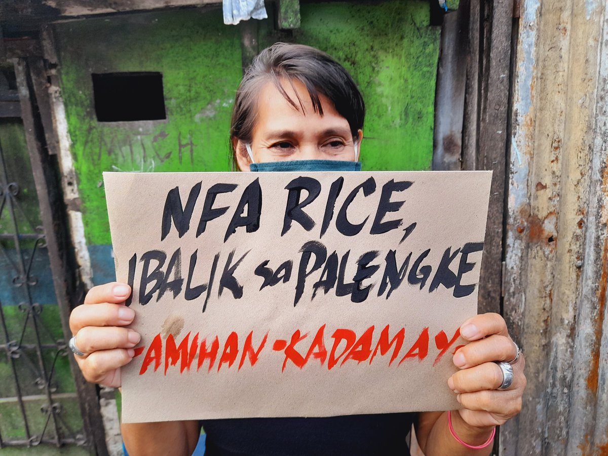 peasant_women's tweet photo. 90 days since Marcos Jr.’s presidency, Amihan &amp; @KadamayNtnl held a ‘palengke protest’ in Sitio San Roque to demand the repeal of Rice Liberalization Law &amp; the return of NFA rice in the market amid rising prices in rice and other food products. https://t.co/A0FfJYZoIg