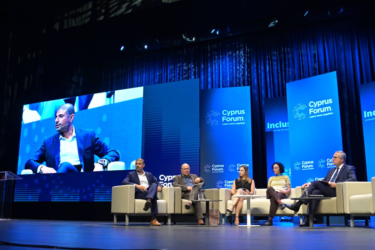 CypForum's tweet photo. “#Participatory #Education: Reforming, Transforming and Advancing Education in an Evolving World” by #csicy. Now on the stage of #CyprusForum @MichalMlynar, @NKizilyurek, Dr. Lucy Avraamidou, Dr. Katerina Theodoridou, in discussion with  Dr. Sotiris Themistokleous. https://t.co/Jfd2jgHRgw