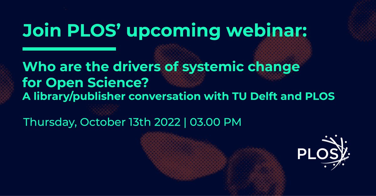 Who are the drivers of systemic change for #OpenScience?

Join PLOS' upcoming webinar on Thursday, October 13th 2022 where <a href="/PLOS/">PLOS</a> and <a href="/tudelft/">TU Delft</a> will discuss the state of Open Science in the Netherlands. 

Sign up here:
plos.io/3BO7HBa

#bibliotheek #scientificresearch