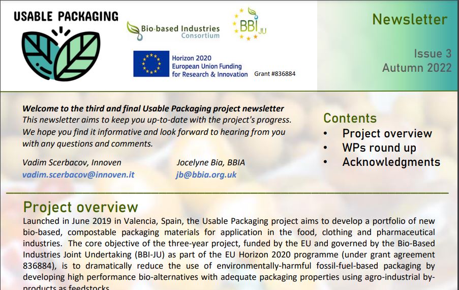 The latest issue of the <a href="/Uspackproject/">Usable Packaging</a> newsletter is now out.   You can find it here: 
usable-packaging.eu/2022/09/12/new…
<a href="/CBE_JU/">Circular Bio-based Europe Joint Undertaking</a> #bioplastics #circulareconomy #plasticpollution