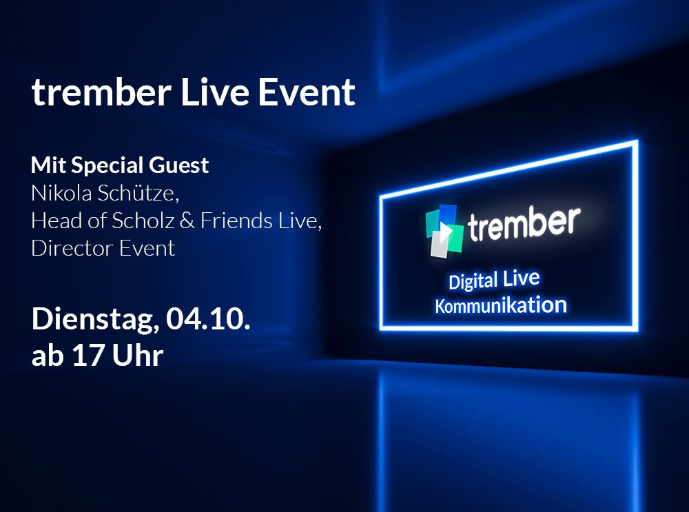 Willkommen im neuen Normal! Wir zeigen Euch die Bedeutung der Digitalen Live Kommunikation im neuen Alltag. Als Gast freuen wir uns diesmal Nikola Schütze, #Head of Scholz &amp; Friends Live | #Director Event, begrüßen zu dürfen.
Hier kannst Du Dich anmelden: lnkd.in/erErDpBa