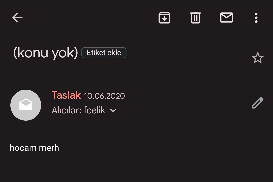 benim merhabadan sonra mail atmaktan vazgecisim. talepkar olmayi ogrenemeyisim