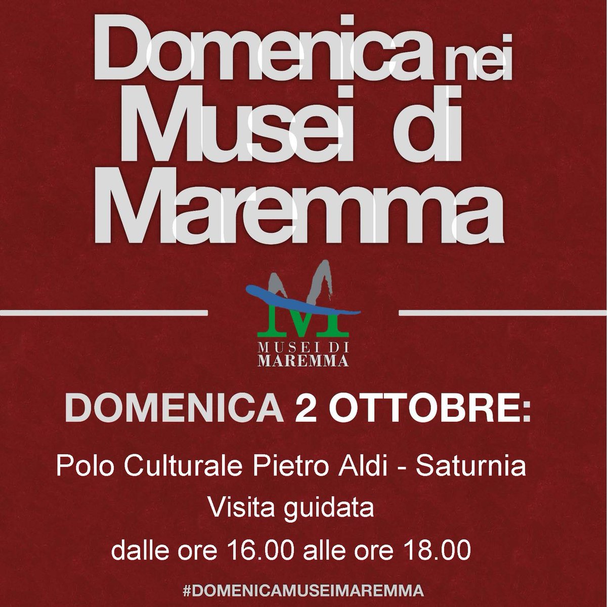 Polopietroaldi's tweet photo. 🤩 Il 2 ottobre visita guidata all'esposizione permanente di Aldi e alla mostra di Novelli

✔ 𝗜𝗹 #𝗣𝗼𝗹𝗼𝗔𝗹𝗱𝗶 𝗱𝗶 #𝗦𝗮𝘁𝘂𝗿𝗻𝗶𝗮 𝗮𝗱𝗲𝗿𝗶𝘀𝗰𝗲 𝗮𝗹𝗹𝗮 #𝗙𝗲𝘀𝘁𝗮 𝗱𝗲𝗶 𝗠𝘂𝘀𝗲𝗶 𝗱𝗶 𝗠𝗮𝗿𝗲𝗺𝗺𝗮

👉 Aperture straordinarie autunnali gratuite!
#museo #arte https://t.co/LTlxuReiiP