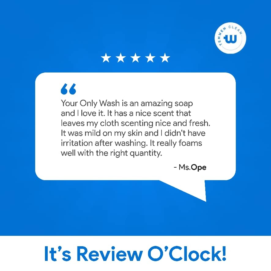 temwehclean's tweet photo. Review O'Clock!
#temwehclean
#youronlywash
#laundryliquid
#easywash
#customerfeedback
#reviews https://t.co/5axDsOoAZ0
