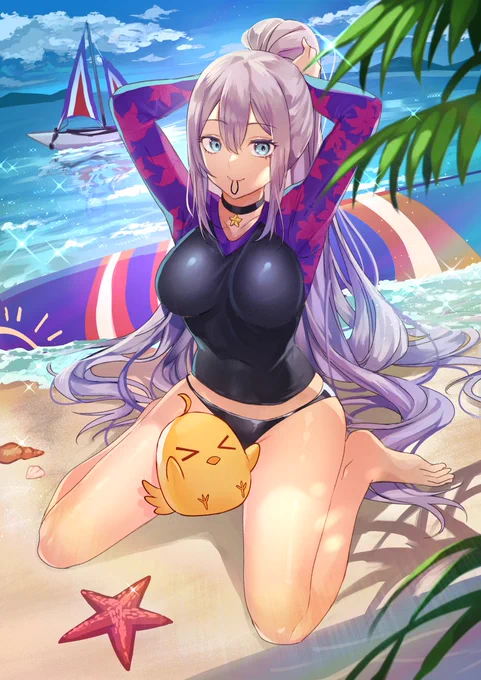 Intrepid from Azur Lane chilling on beach~Commissioned by  Thank you for commissioning me!#AzurLane 