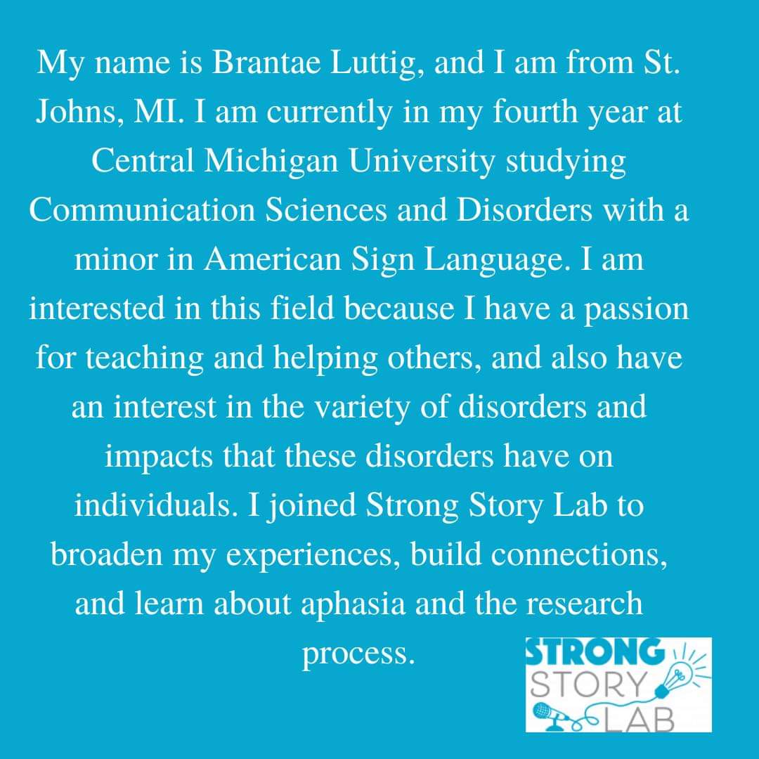 Shout out to <a href="/CMUniversity/">Central Michigan U.</a> <a href="/cmuchp/">CMUHealthProfessions</a> senior Brantae Luttig, this week's <a href="/StrongStoryLab/">Strong Story Lab</a> member spotlight. #fireupchips #slp2be