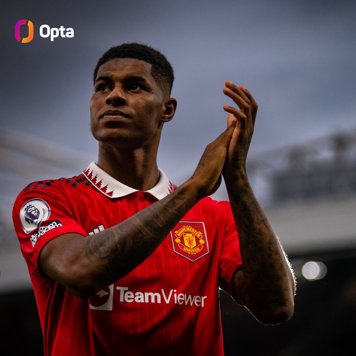 OptaJoe's tweet photo. 2 - Marcus Rashford has won @premierleague player of the month for a second time, and first since January 2019. He registered as many goal involvements in two appearances in September (4 - 2 goals, 2 assists) as he did from January to August 2022 in the competition. Resurgent. https://t.co/hOPlBkNRda