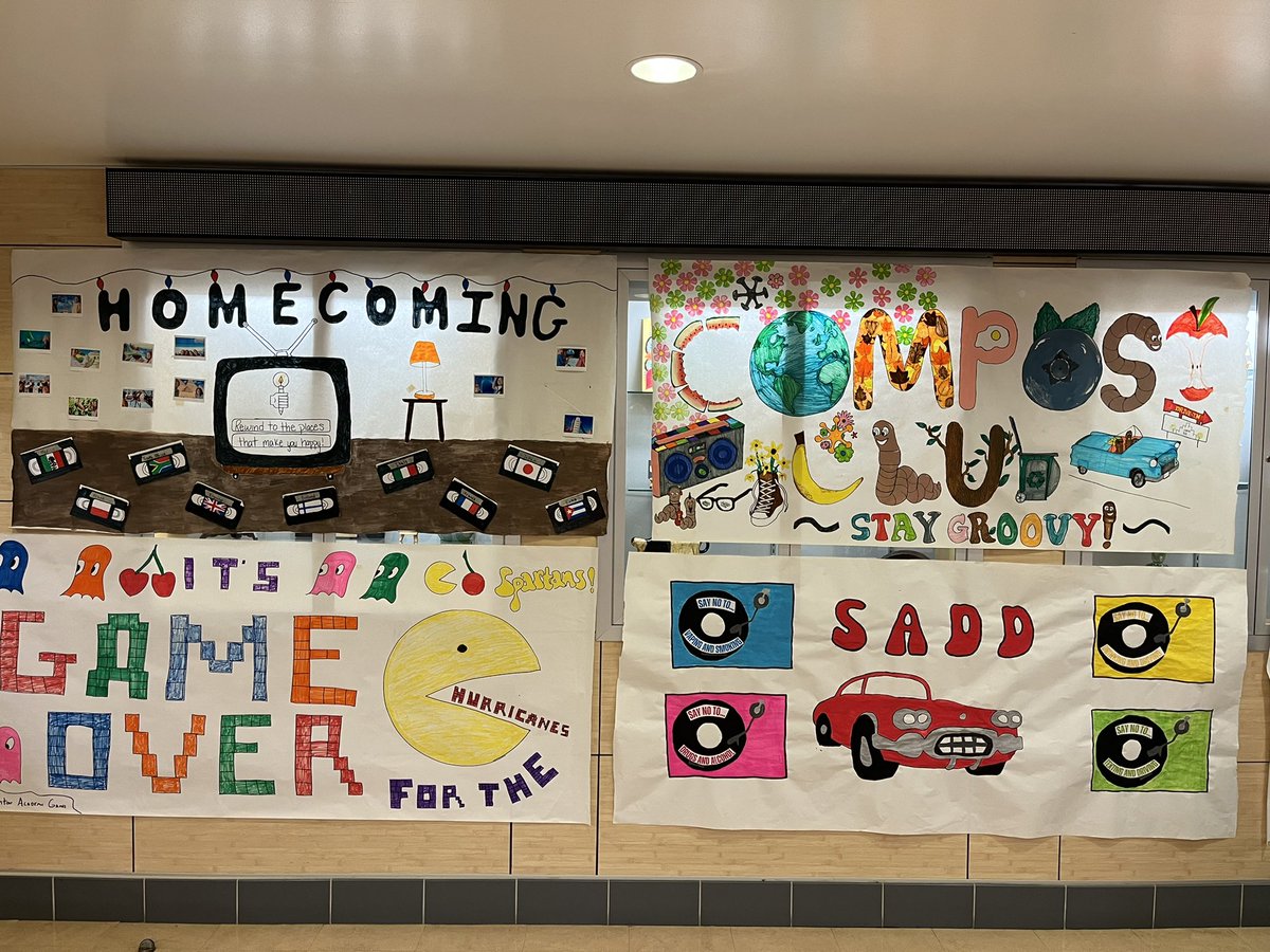 hilltopspartan's tweet photo. Homecoming Banners look great!!! TY to all those organizations and clubs that participated!!! #MontourProud @SpartansStuCo https://t.co/ZG5Jf18DuV