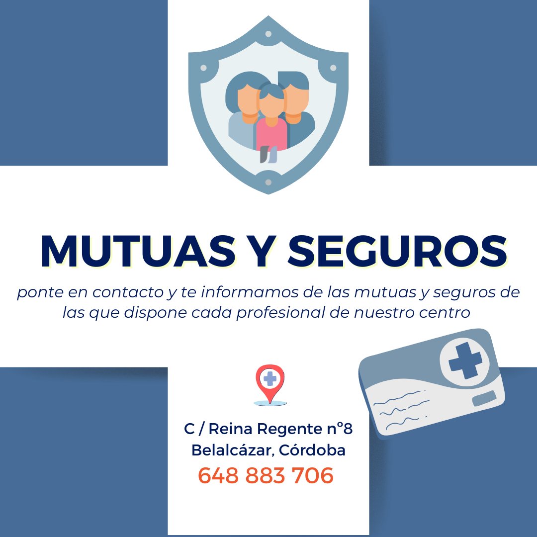 fisycCC's tweet photo. Algunas de las mutuas con las que nuestros profesionales trabajan son ✅:
- Santalucía 
- Ges 
- Allianz decesos
- Preventiva seguros 
- Reale decesos
- Vital seguros
...

Pregunta sin compromisos !🤲 https://t.co/5ZSxER5Hf4