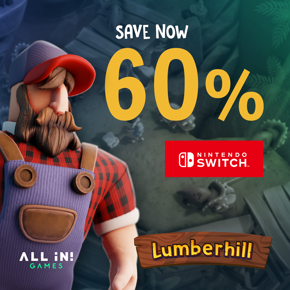 Lumberjacks! 🌲 Get #Lumberhill or the Strong Start bundle 60% off on #NintendoSwitch (US and EU) today and invite your friends to get chopping! See more 👉 bit.ly/Lumberhill_Swi… 

#GameDev #IndieGame #Gaming