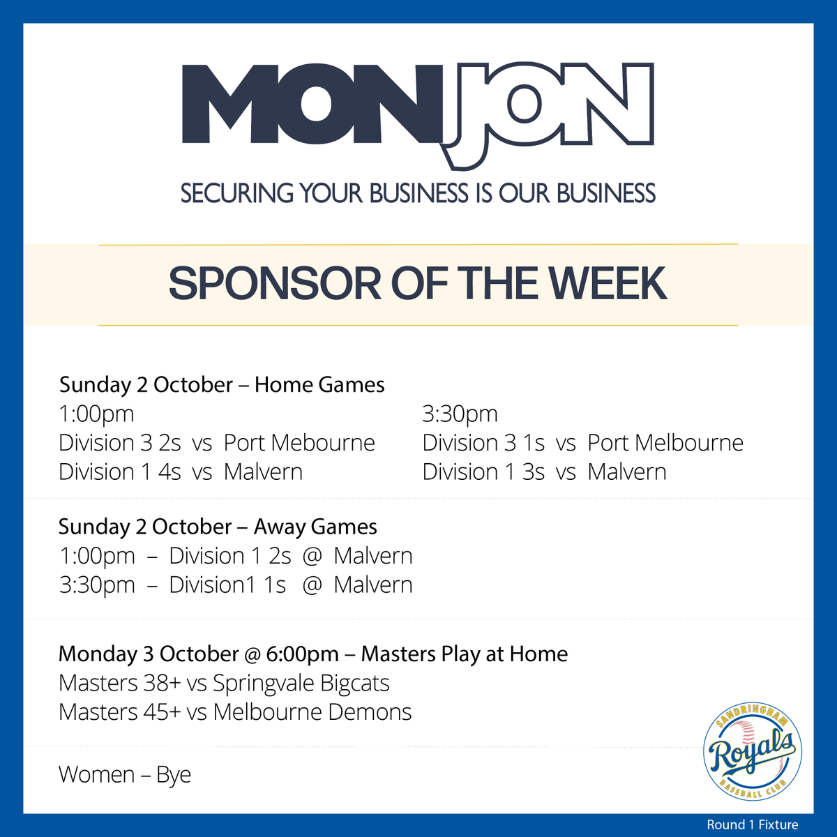 SandyRoyalsBC's tweet photo. Who's excited for some Royals baseball?! Opening Day is only 2 sleeps away. Huge thanks to our sponsor of the week @monjonaust
#sandybaseball #openingday https://t.co/BKFi74BJck