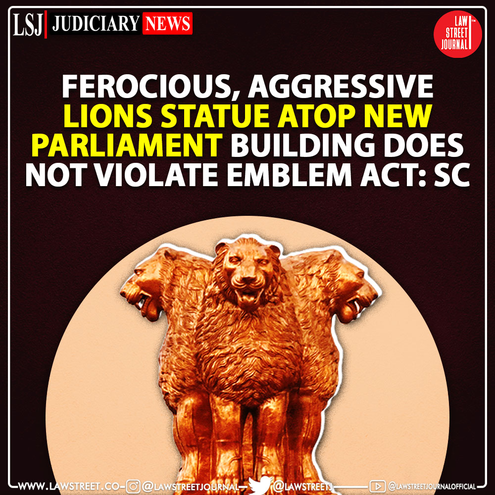 LawstreetJ's tweet photo. #Ferocious, Aggressive #LionsStatue Atop New #Parliament Building Does Not Violate Emblem Act: #SC. @LawstreetJ
Read Full Article https://t.co/RGlTKT5eC4
#StateEmblemOfIndiaAct #SatyamevJayate #Centralvista #SarnathMuseum #ferocious #aggressive #violation https://t.co/9mgW6QRcN5