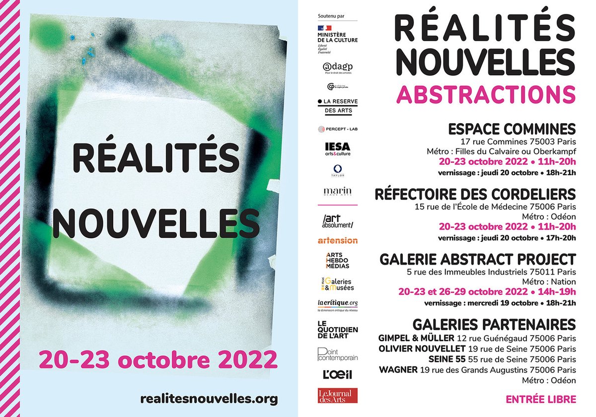 salon_RN's tweet photo. #SaveTheDate Le Salon Réalités Nouvelles aura lieu du 20 au 23 octobre 2022 dans 3 lieux à Paris https://t.co/epkYFlp7C8 https://t.co/L2FCI986XR