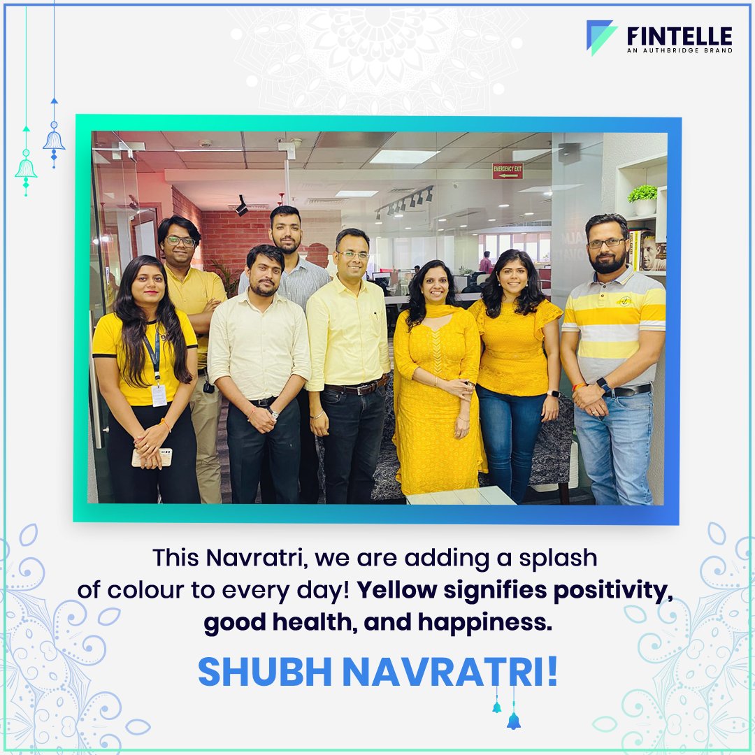 For our ongoing Navratri celebrations, today our colour is yellow. We hope these nine days bring good health and happy times for you and your family. 

#employeeengament #employeebonding #fintelle #Authbridge #navratri