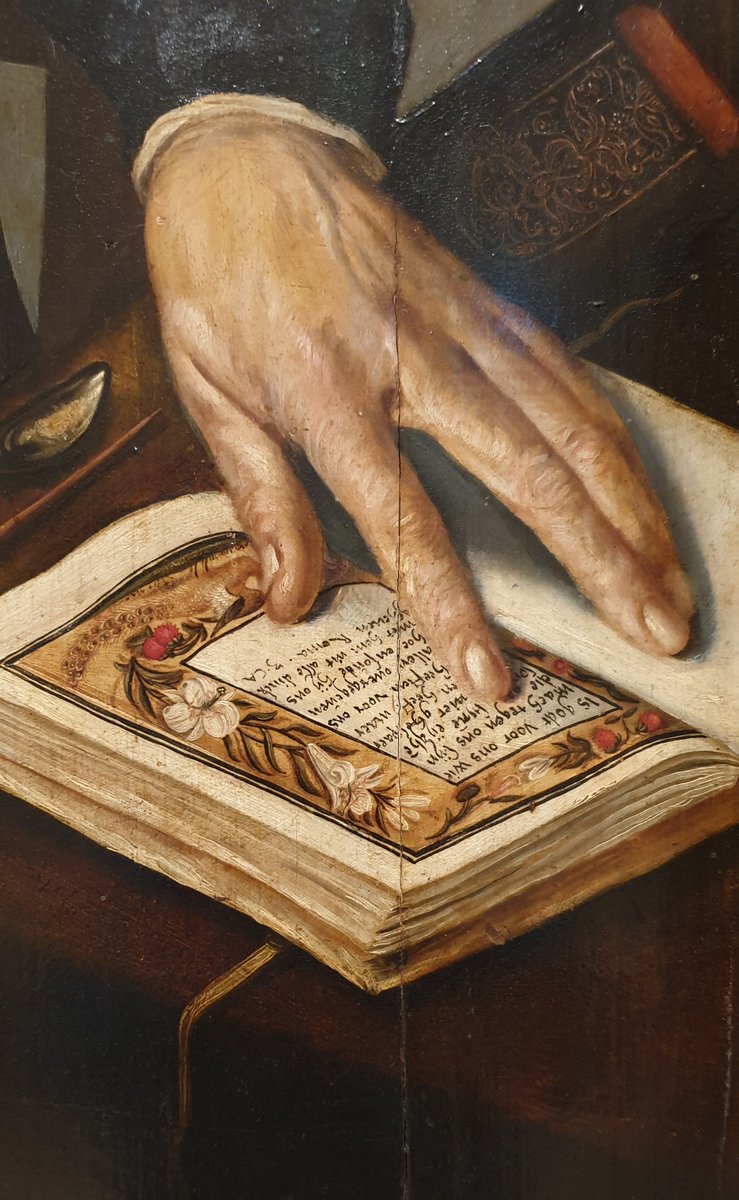 A detail from a Northern European painting at MUŻA shows an open book with a quote in Old Dutch from the Epistle to the Romans in the Bible. Intriguing indeed! #MUZA #MUZAmalta #heritagemalta #nationalcollection #museum #exhibitions