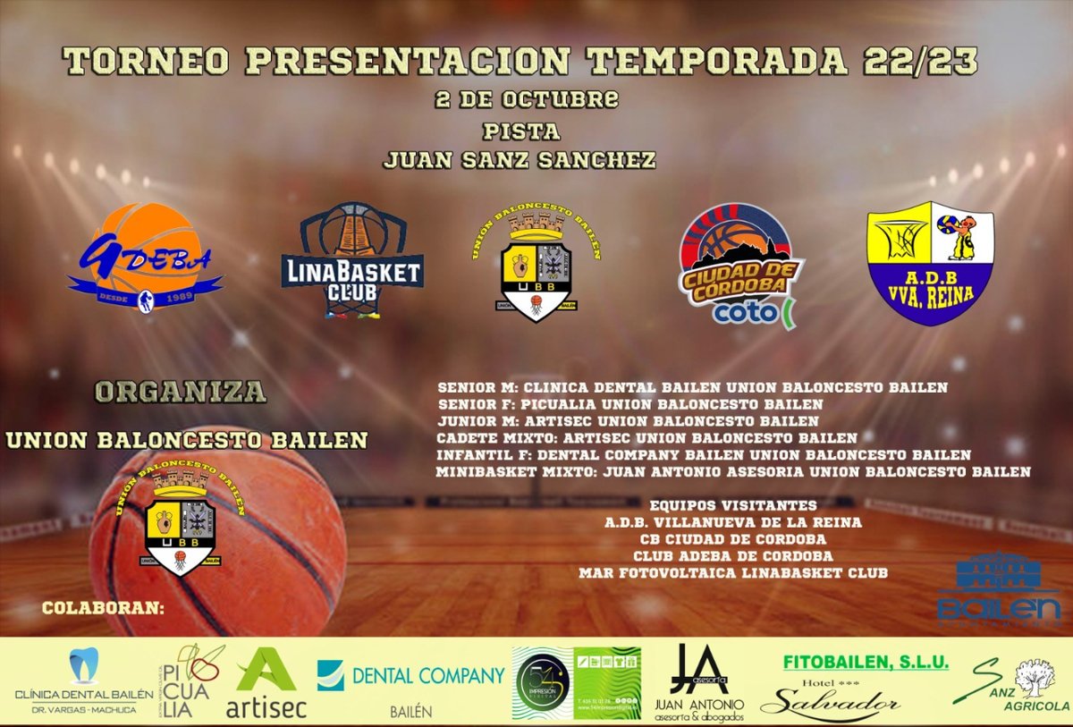 clubadeba's tweet photo. 📍 Tendrá lugar en la cancha Juan Sanz Sanchez
¡Os esperamos! ✨
#Adeba #Torneo #JuniorFemenino #Baloncestofemenino #ClubAdeba https://t.co/h4TY7lYjVW