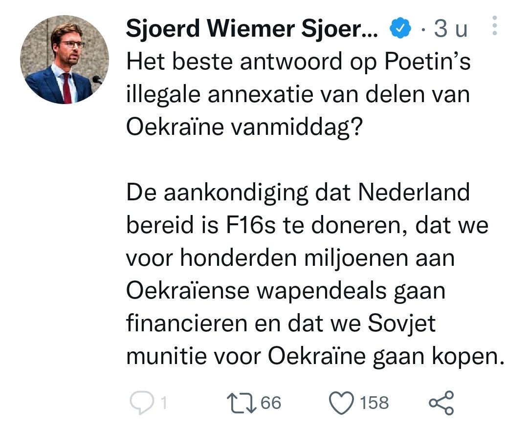 KWinkelaar's tweet image. De meest oorlogszuchtige tweet van de dag.
Knettergek, doelgericht op een oorlog met Rusland aansturen.