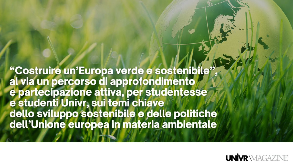 Il CDE di #Verona e la Commissione Rus #Univr organizzano per le studentesse e gli studenti un percorso di approfondimento e di partecipazione attiva su temi chiave dello #svilupposostenibile e delle politiche dell’#UE in materia #ambientale > bit.ly/3dnwAvE