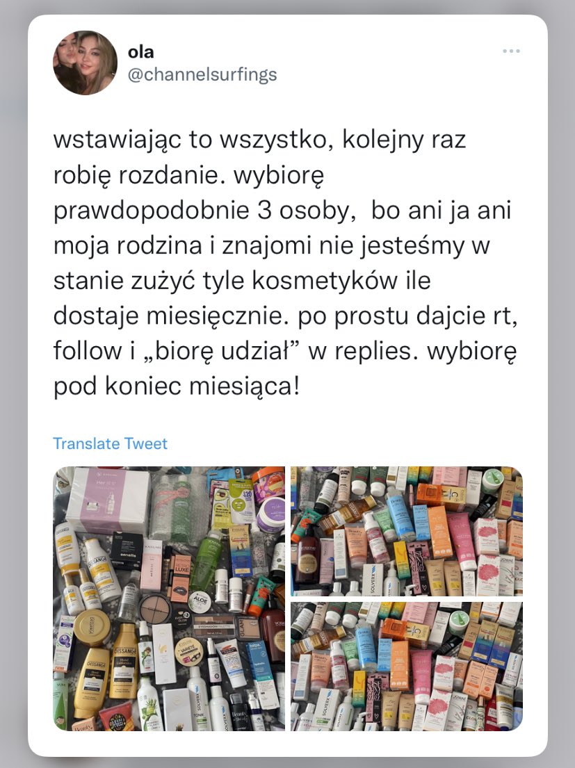 purplelacebras's tweet photo. co jakiś czas robiłam rozdania kosmetyków, z reguły co miesiąc mi dochodzą i od czasu do czasu chętnie bym komuś wysyłała paczkę <3 so jeżeli jesteście chętni to wystarczy, że zostawicie rt i coś w replies, możecie też mnie zaobserwować i co jakiś czas będę losowała z tego tweeta https://t.co/zjyg9NAciA