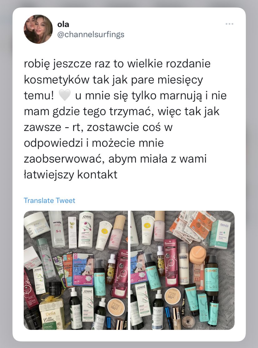 purplelacebras's tweet photo. co jakiś czas robiłam rozdania kosmetyków, z reguły co miesiąc mi dochodzą i od czasu do czasu chętnie bym komuś wysyłała paczkę <3 so jeżeli jesteście chętni to wystarczy, że zostawicie rt i coś w replies, możecie też mnie zaobserwować i co jakiś czas będę losowała z tego tweeta https://t.co/zjyg9NAciA