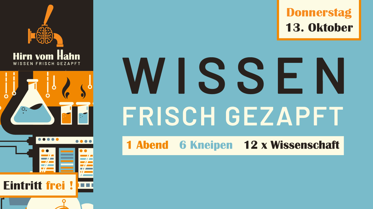 FrauRegenfein's tweet photo. Hirn vom Hahn - Wissen frisch gezapft. Ist wieder da!
6 Kneipen und 12 x Wissenschaft in der Oldenburger Innenstadt am Donnerstag, 13.10.2022, Start um 19:30 Uhr
https://t.co/XcK3s0msiY
#oldenburg #wissenschaftskommunkation
#OLWIK
#diz https://t.co/6XRWNCC8Mk