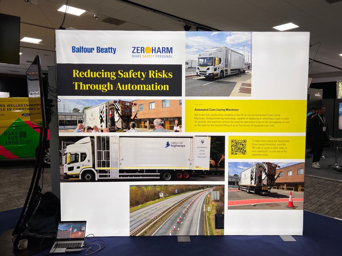 balfourbeatty's tweet photo. Thank you to everyone who came to visit us at Safer Highways L!ve yesterday where we had some of Balfour Beatty’s most beloved assets such as our Automated Cone Laying Machine and VR safety training headsets on show. We look forward to welcoming everyone to the next one! #SHLive https://t.co/GTxgRQeiY6
