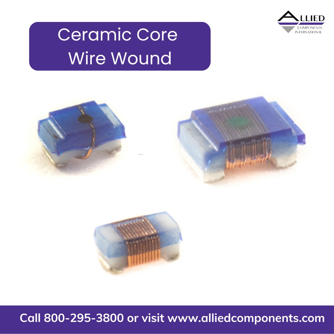 alliedcomponent's tweet image. The ceramic core wire wound is great for pick and place automation. It provides high self-resonant frequency and high q values at high frequencies and excellent thermal stability and batch consistency. 
Learn more features: bit.ly/3rmd4mC
#alliedcomponents #ceramiccore