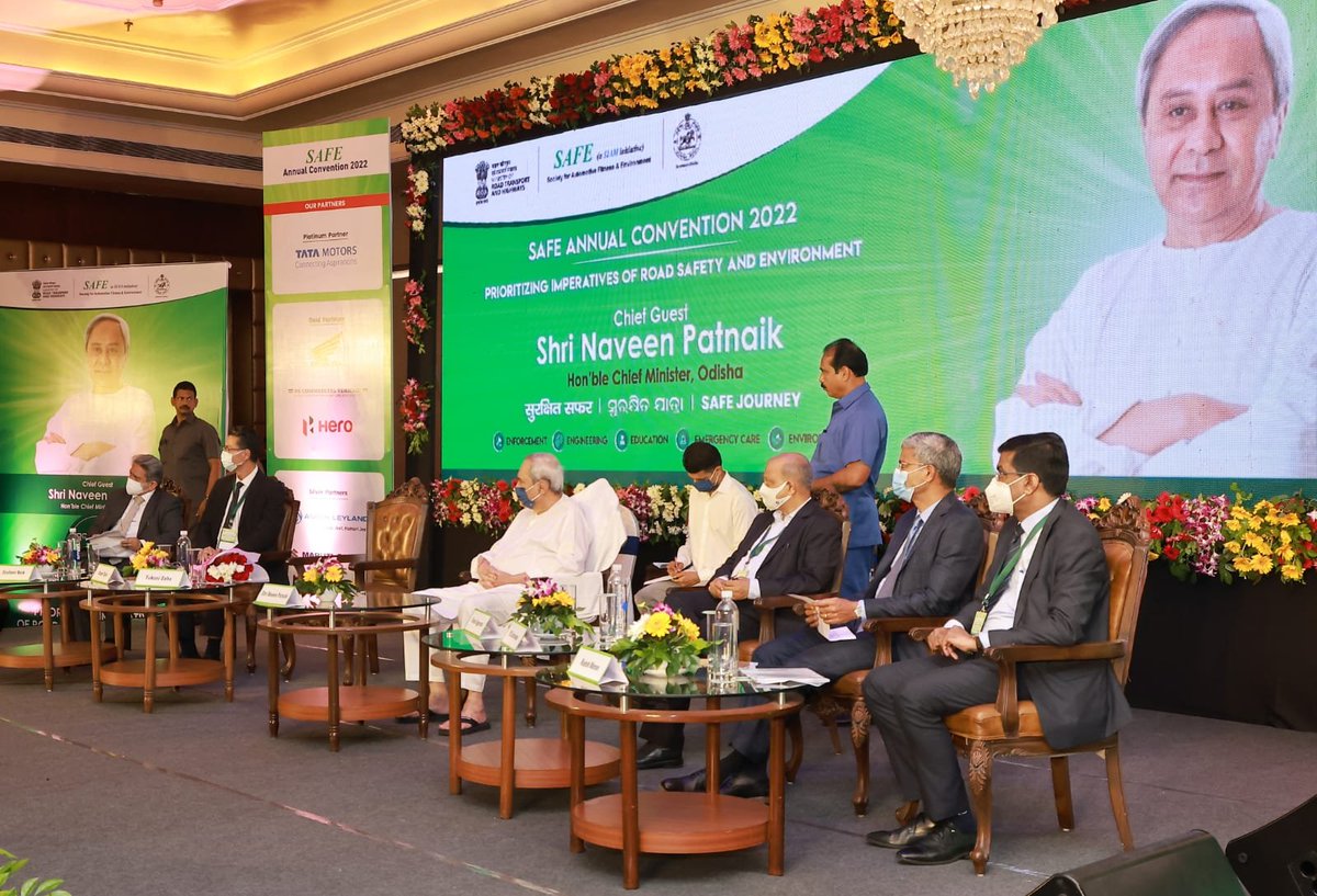 CMO_Odisha's tweet photo. Attending the SAFE Convention organised by @siamindia, CM @Naveen_Odisha said road safety is a high priority area for #Odisha Govt. CM added that a four-fold strategy has been added to make roads safer by enforcement, education, improvement in road engineering, emergency care. https://t.co/ccdITO6tg8