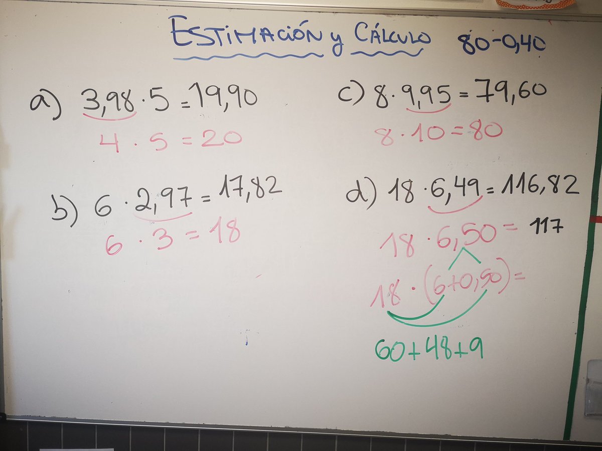 marcos_oaoa's tweet photo. 6°. Estimación y cálculo.
Multiplicaciones con decimales.
Estimación por exceso/defecto. https://t.co/d2O7JqoDrX