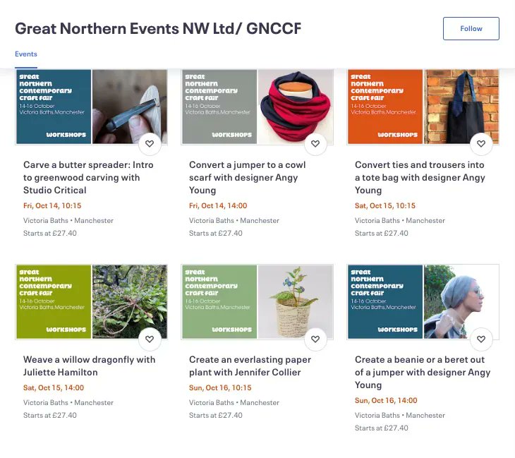 CreativeLancs's tweet photo. WORKSHOPS: Great Northern Contemporary Craft Fair  (Victoria Baths, MCR)

From 14 - 16 Oct, @GNCCF is offering arts &amp; crafts workshops. Create hand made things, from a butter spreader or tote bag, to a beanie or beret.

More info &amp;  book your spot here:
https://t.co/OEytZNvV6f https://t.co/71hM6wdaKy