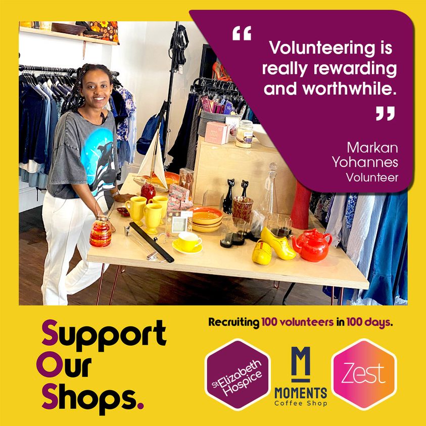 StElizabethHosp's tweet photo. Markan Yohannes is a Zest retail volunteer and has shared with us all the fantastic reasons she chose to volunteer for the hospice - read the full story at https://t.co/k52DIEU4Cm #SupportOurShops

Find out more about Support Our Shops at https://t.co/TaQqEvTR0V https://t.co/EYScLYogGM