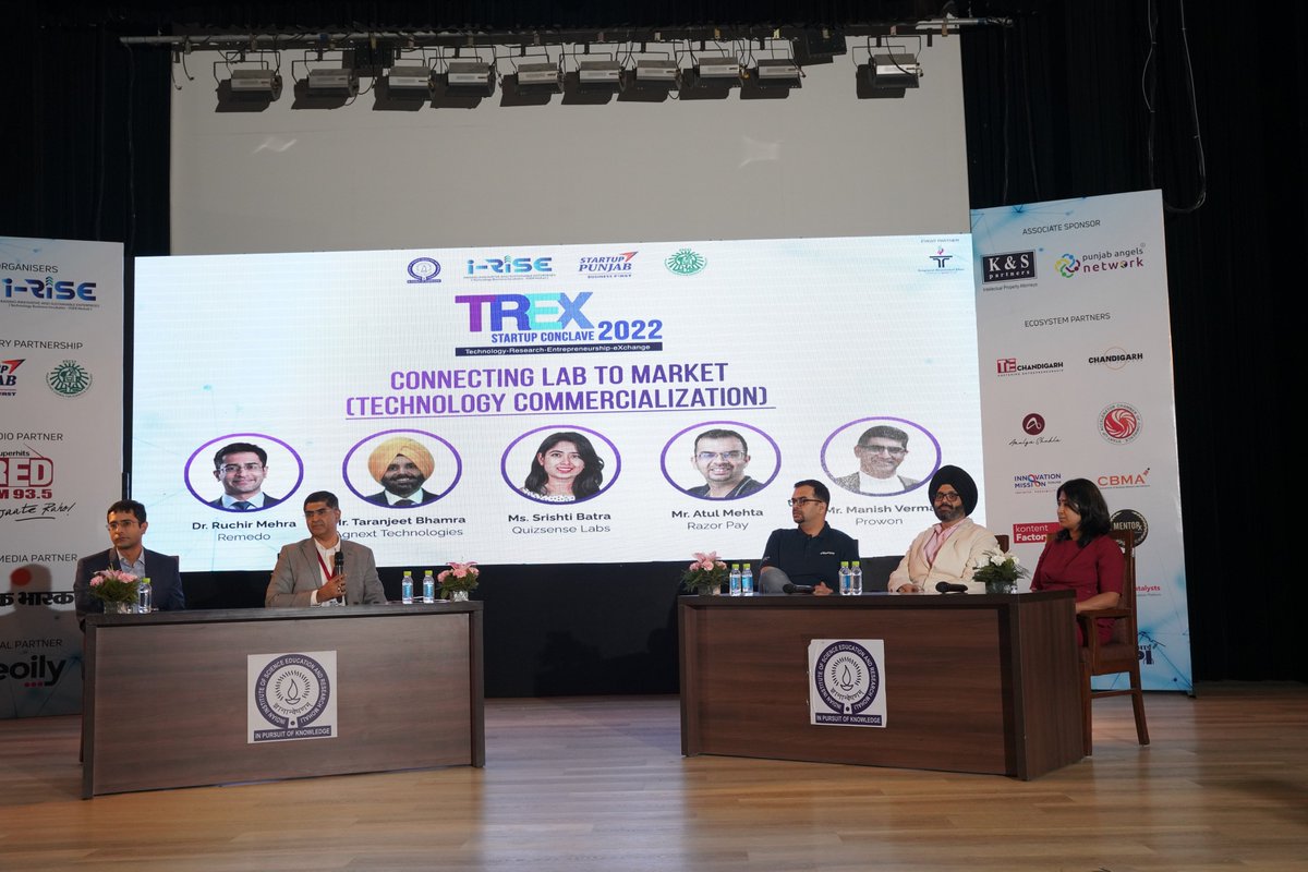 iisermtbi's tweet photo. We are ecstatic to have industry experts Mr. @Manish322Verma (Prowon Ventures Pvt. Ltd.), Dr. Ruchir Mehra (Remedo), Mr. @taranagnext (@agnextworld), Ms. @srishtibatra30 (@QzenseLabs), and Mr. @Atul_Mehta_RZP (@Razorpay) at #TREXStartupConclave 

#trex #trexconclave #trex2022 https://t.co/J0ycMDx1db