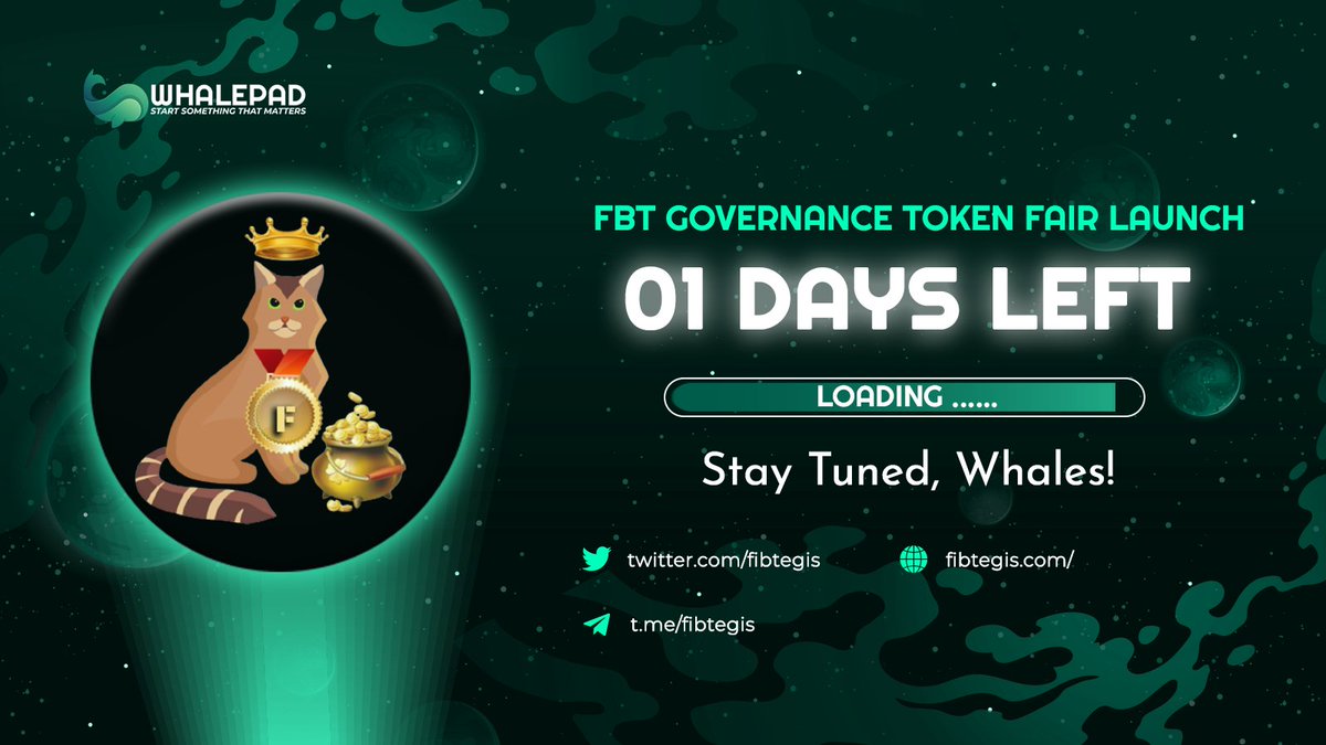 🌄 Tomorrow will be a great day, FBT Governance Token Fair Launch will start at 17:48 PM UTC Oct 1st!

🔗 Link to join: whalepad.app/pools/0x932C81…